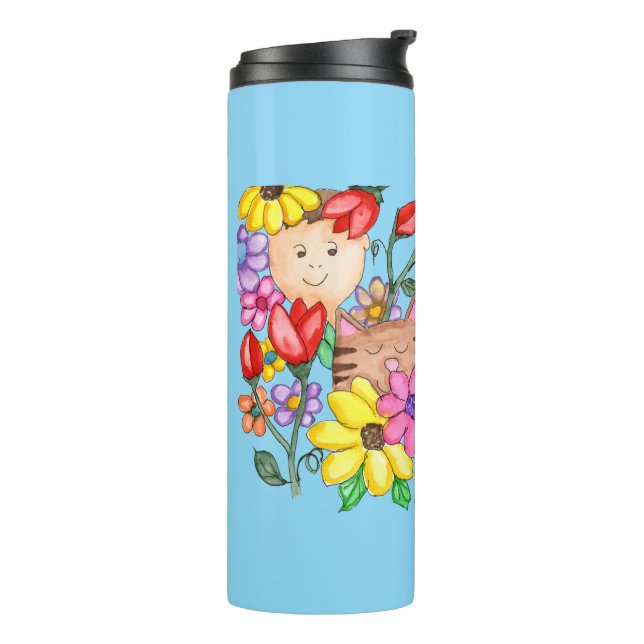 Termo Amigos Animales Entre las Flores (Rotado hacia la izquierda)