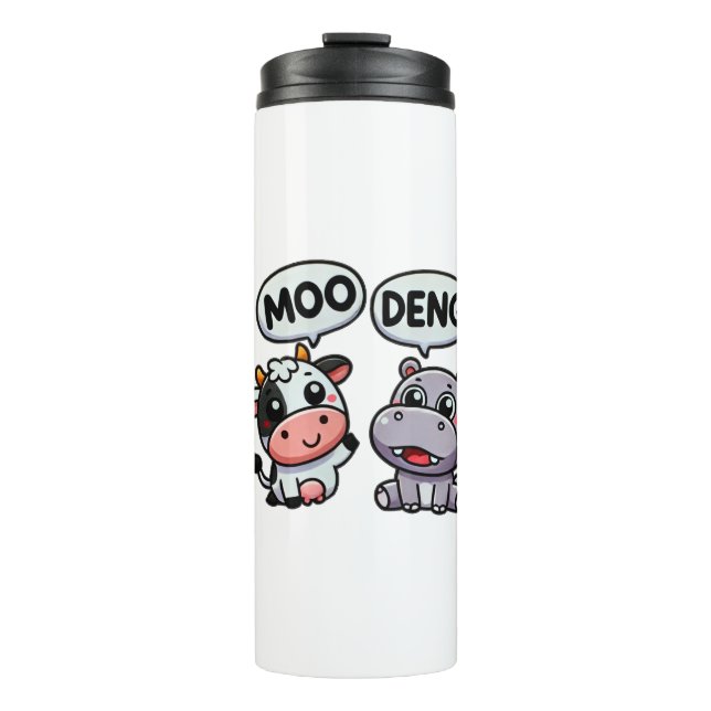 Termo Amigos divertidos de Moo Deng - Hippo y vaca (Anverso)
