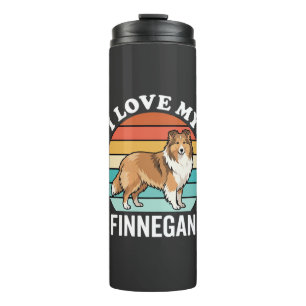 Termo Amo a mi Finnegan Sheltie Atardecer Retro