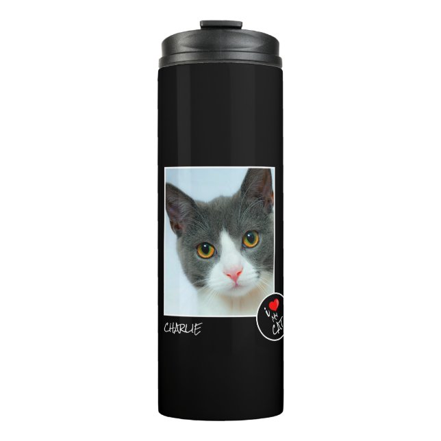 Termo Amo a mi gato, foto Personalizado - Amantes de la  (Anverso)