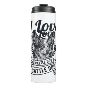Termo Amo a mi perro de ganado Diseño de grabado vintage