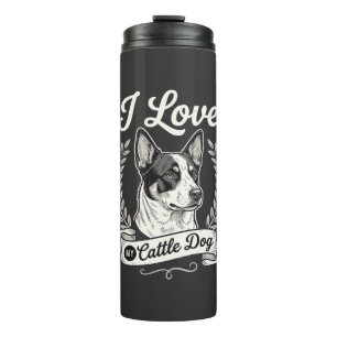 Termo Amo a mi perro de ganado Perro vintage amante de l