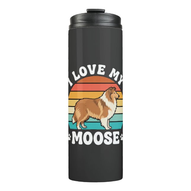 Termo Amo a mi perro retro collie alce (Anverso)