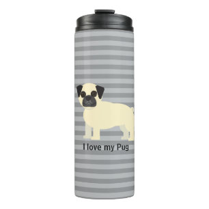Termo Amo a mi Pug Gray Lined