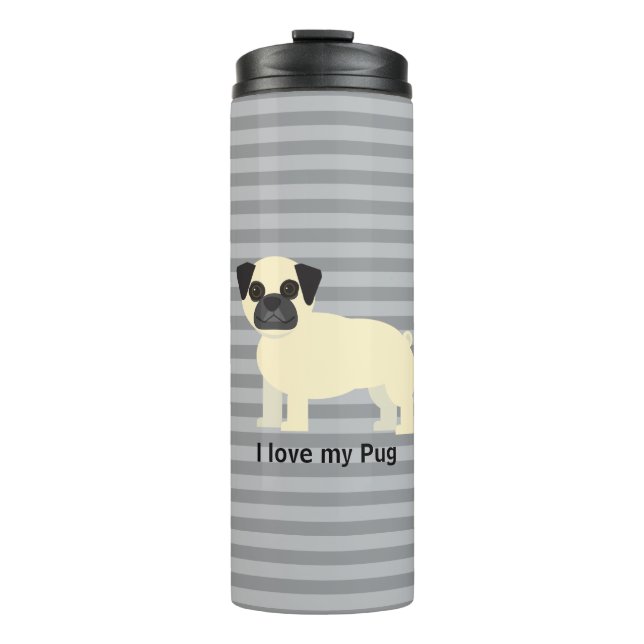 Termo Amo a mi Pug Gray Lined (Anverso)