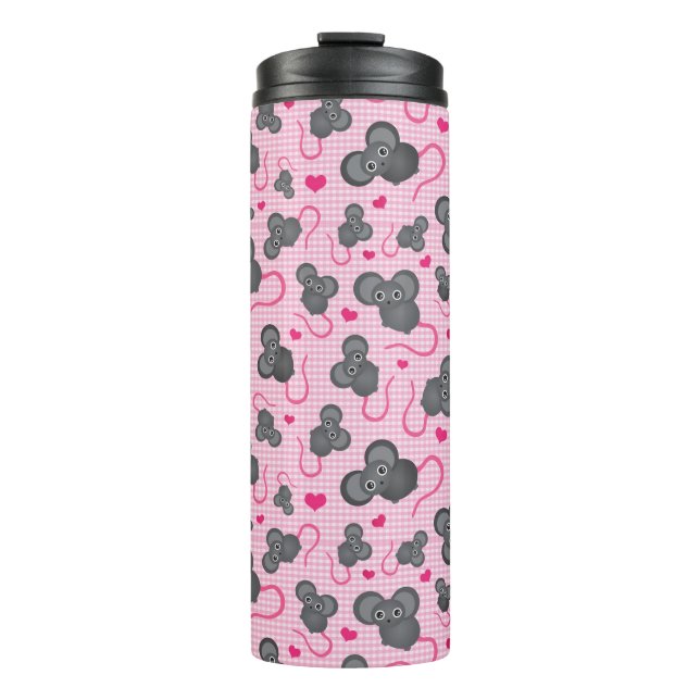 Termo Amo mi modelo del ratón en rosa (Anverso)