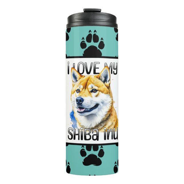 Termo Amo Mi Shiba Inu | Propietario de perros (Anverso)