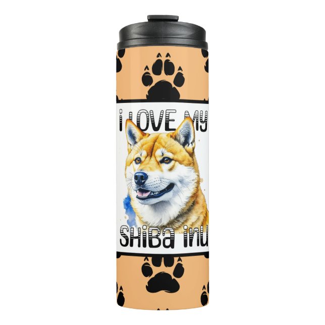 Termo Amo Mi Shiba Inu | Propietario de perros (Anverso)