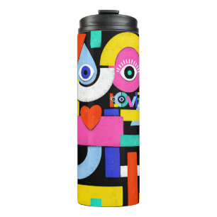 Termo Amor abstracto, ojos: patrón colorido