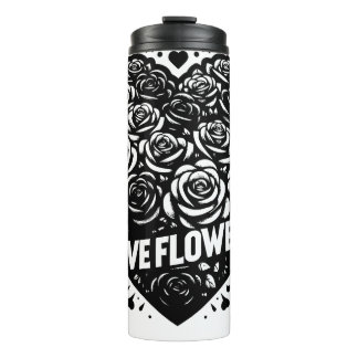 Termo Amor de Flor Blanca y Negra