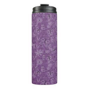 Termo AMOR de mariposa violeta malva - patrón sin fisura
