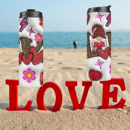 Termo "Amor dulce" Corazón y Tumbler floral de doble par