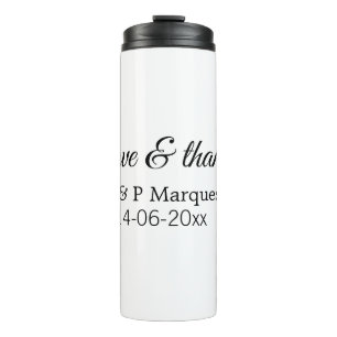 Termo Amor & gracias agregar nombre de la pareja boda ag