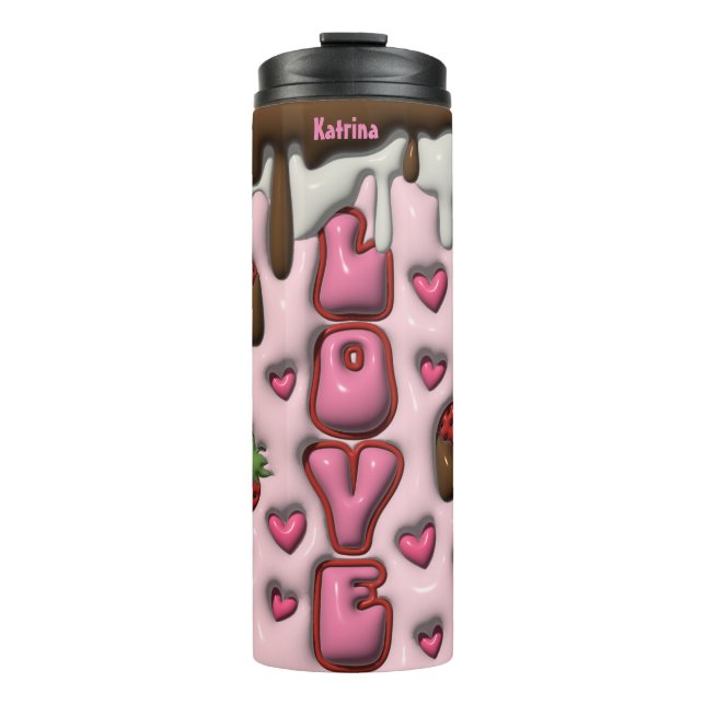 Termo Amor personalizado Fresa chocolate 3D (Anverso)