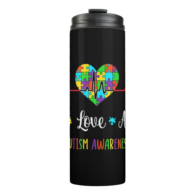 Termo Amor vivo Acepta Autismo Conciencia Mamá, Muestra  (Anverso)