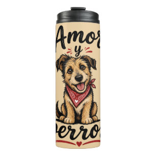 Termo Amor y Perros Diseño Divertido para Amantes de Per