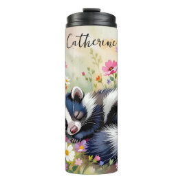Termo An Adorable Skunk Napping in Flowers Personalized
