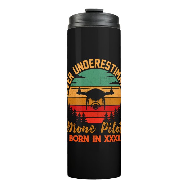 Termo Añadir año, cambiar texto, nunca subestimar drones (Anverso)