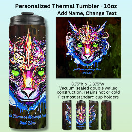 Termo Añadir nombre texto, azul rosado fantasía Dragon o