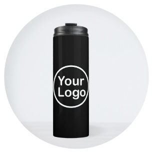 Termo Añadir su propio logotipo Fondo negro