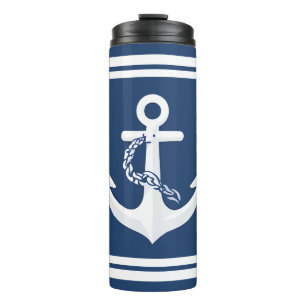 Termo Ancla Náutica Vela Navegación Blanco Azul Marina