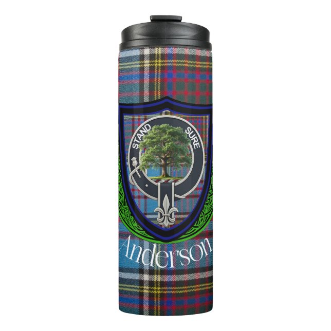 Termo Anderson Scottish Clan Tartán y Escudo (Anverso)