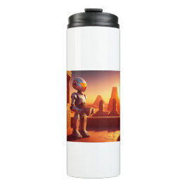 Termo Android Drinking Coffee Looking At Pyramids