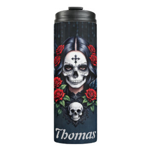 Termo Ángel del cráneo de azúcar con Rosas.