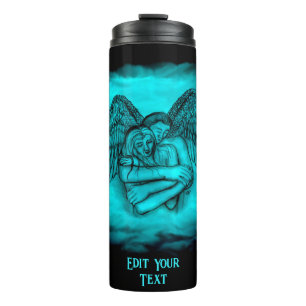 Termo Ángel Eros en el amor, diseño negro y verde