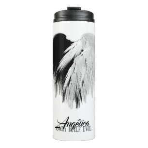 Termo ANGEL WINGS CORAZÓN Negro + Blanco sólo mitad Mal