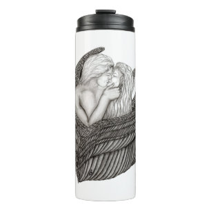 Termo Angels Kissing , diseño en blanco y negro
