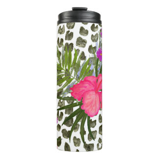 Termo Animal Hibiscus: Patrón acuarela sin foco.