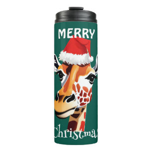 Termo Animales divertidos de Safari Giraffe Santa Xmas f