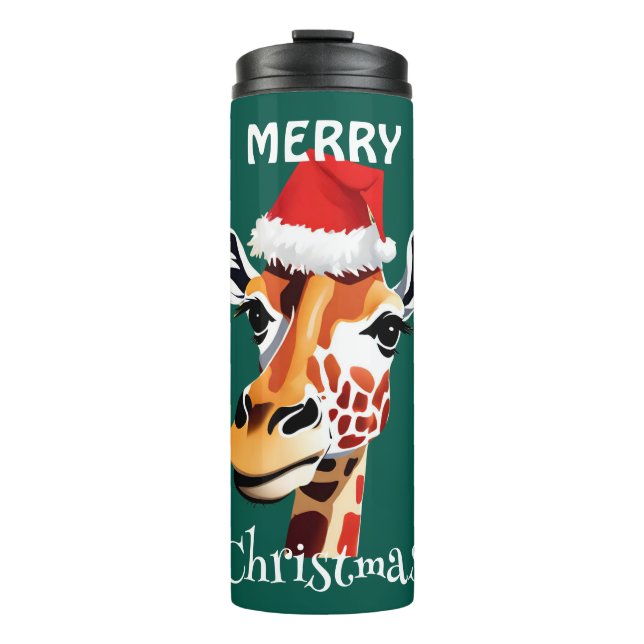 Termo Animales divertidos de Safari Giraffe Santa Xmas f (Anverso)