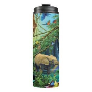 Termo Animales que viven juntos tiran almohada