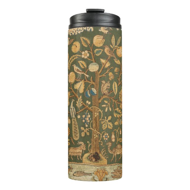 Termo Antique English Needlepoint Tree of Life & Unicorn (Anverso)