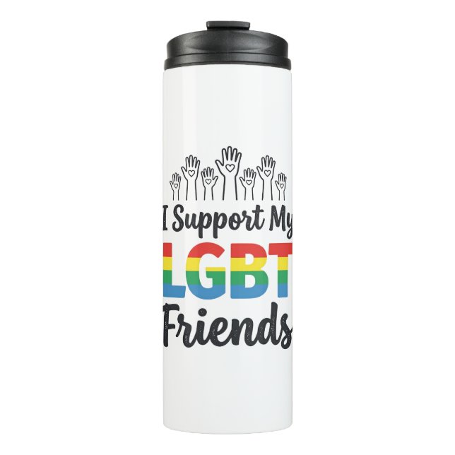 Termo Apoyo a mis amigos LGBT Vector Orgullo Arcoíris De (Anverso)