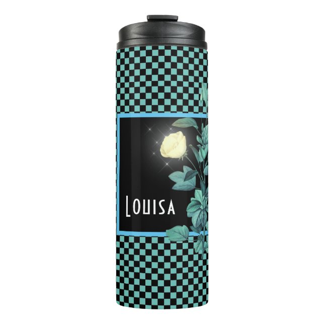 Termo Aqua Checkerboard Floral personalizada (Anverso)