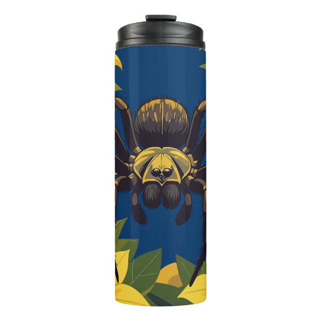 Termo Araña Lobo Rodeada De Flores De Jazmín Amarillo (Anverso)