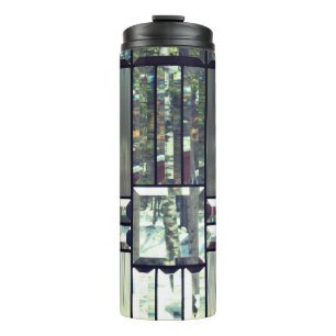 Termo árbol de abedul biselado de cristal negro plateado