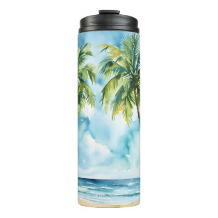 Termo Árbol de coco acuarela fondo de fondo de fondo de 