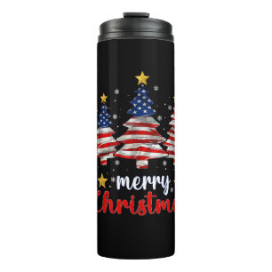 Termo Árbol de Navidad Bandera Americana Divertida Bande
