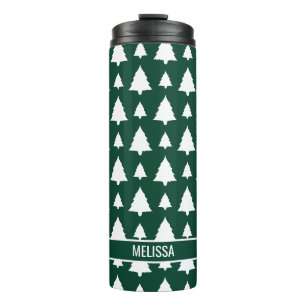 Termo Árbol de Navidad de Abeto Verde y Blanco con Patró