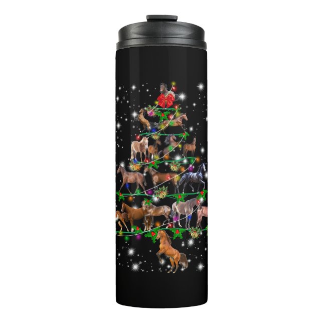 Termo Árbol De Navidad De Caballo Cubierto De Lámparas (Anverso)