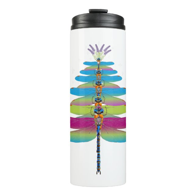 Termo Árbol de Navidad de la libélula divertida insectos (Anverso)