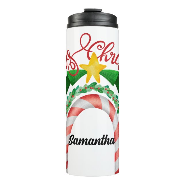 Termo Árbol de navidad de merry personalizado (Anverso)