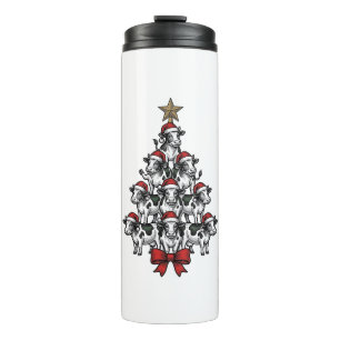 Termo Árbol de Navidad de vaca grabado vintage vacacione