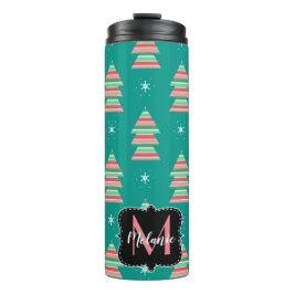 Termo Árbol de Navidad Moderno Rayas Copos de Nieve