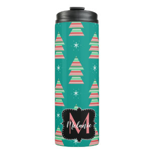 Termo Árbol de Navidad Moderno Rayas Copos de Nieve