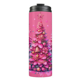 Termo Árbol de Navidad Rosa Estético Preppy